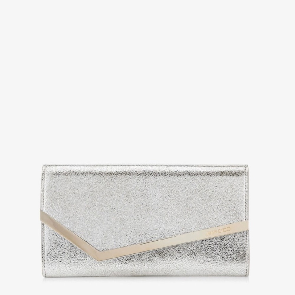 Jimmy Choo - Emmie
Champagne Glitter Leather Clutch Bag